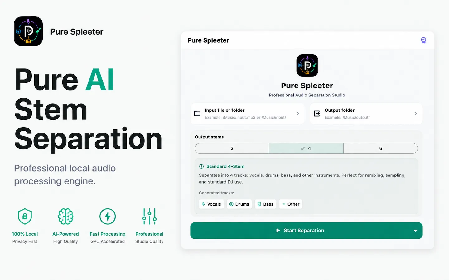 PureSpleeter · Professional AI Stem Separator